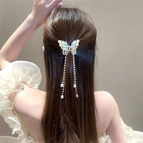 3-Piece Butterfly Hair Claw Clip Set - Gold Metal Tassel Hair Clips, Non-Slip Hair Clamps for Women and Girls - görsel 12