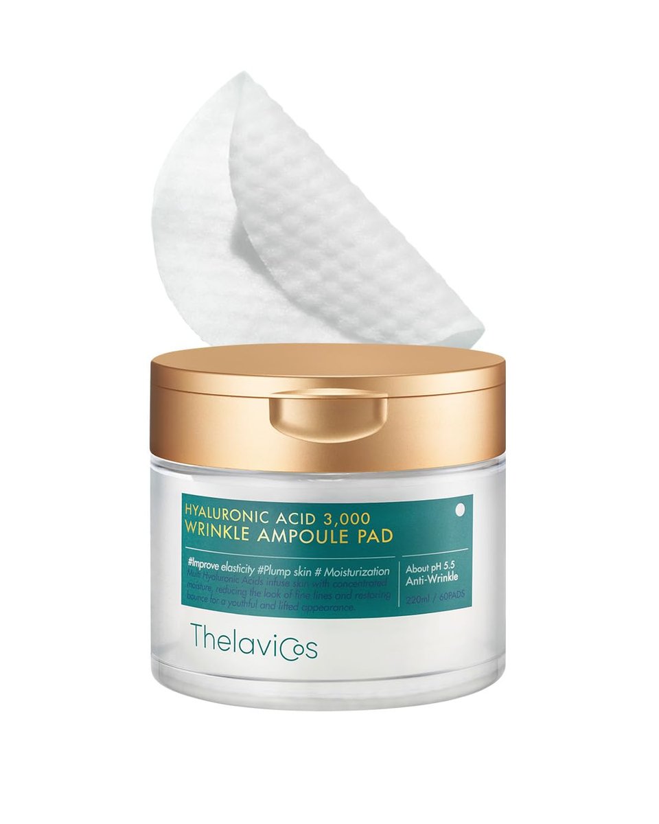 ThelaviCos Hyaluronic Acid 3,000 Wrinkle Ampoule Pad – Deep Forehead, Smile Line & Neck Instant Wrinkle Toner Pad Mask, Anti-Aging Skin Firming Repair Treatment, Korean Skincare for Sensitive Skin (60 Pads) - görsel 1