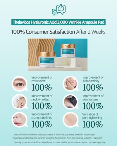 ThelaviCos Hyaluronic Acid 3,000 Wrinkle Ampoule Pad – Deep Forehead, Smile Line & Neck Instant Wrinkle Toner Pad Mask, Anti-Aging Skin Firming Repair Treatment, Korean Skincare for Sensitive Skin (60 Pads) - görsel 8