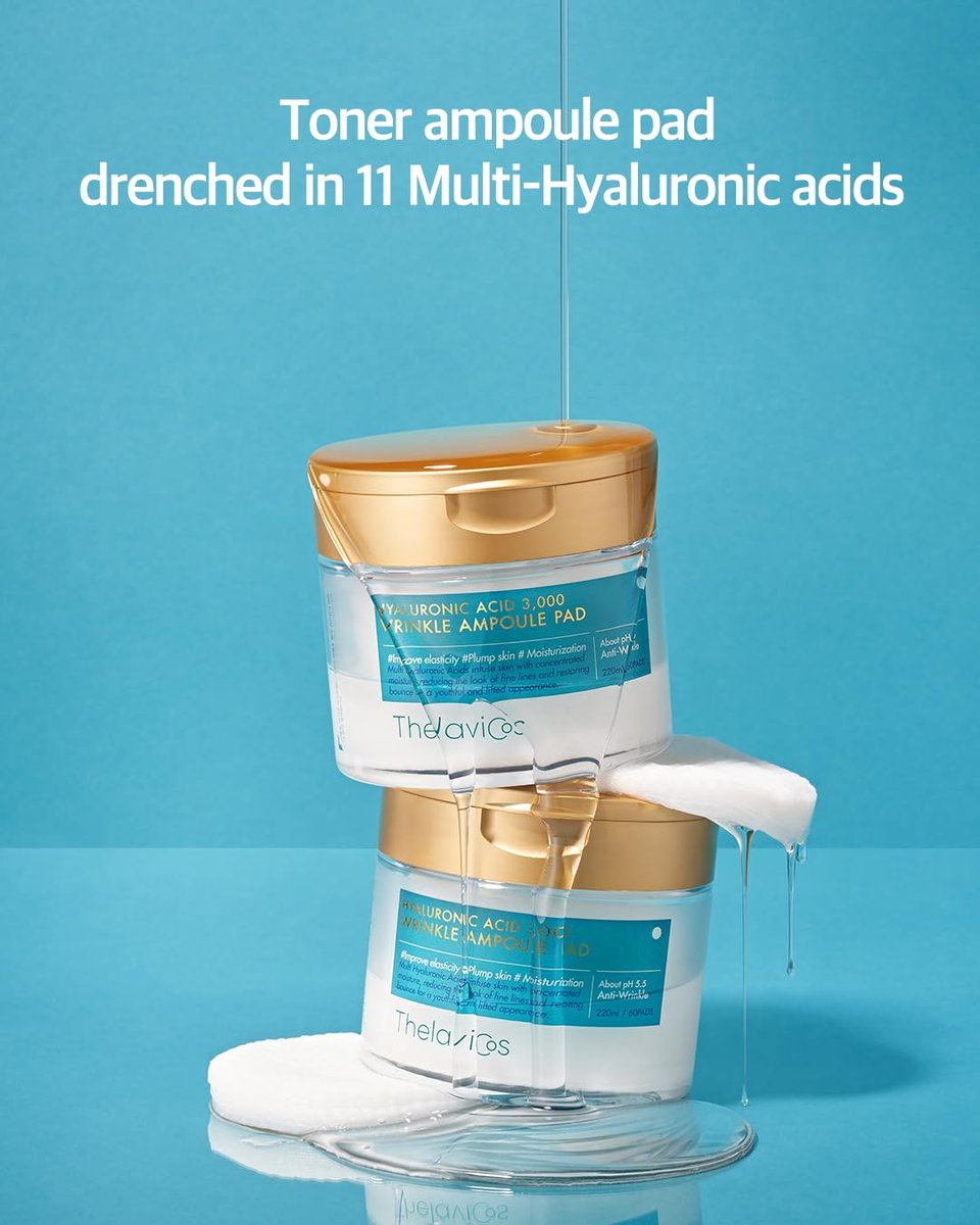 ThelaviCos Hyaluronic Acid 3,000 Wrinkle Ampoule Pad – Deep Forehead, Smile Line & Neck Instant Wrinkle Toner Pad Mask, Anti-Aging Skin Firming Repair Treatment, Korean Skincare for Sensitive Skin (60 Pads) - görsel 3