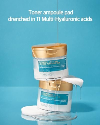 ThelaviCos Hyaluronic Acid 3,000 Wrinkle Ampoule Pad – Deep Forehead, Smile Line & Neck Instant Wrinkle Toner Pad Mask, Anti-Aging Skin Firming Repair Treatment, Korean Skincare for Sensitive Skin (60 Pads) - görsel 4