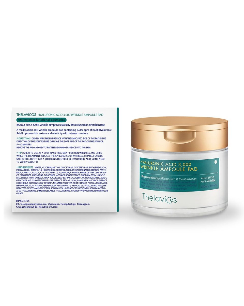 ThelaviCos Hyaluronic Acid 3,000 Wrinkle Ampoule Pad – Deep Forehead, Smile Line & Neck Instant Wrinkle Toner Pad Mask, Anti-Aging Skin Firming Repair Treatment, Korean Skincare for Sensitive Skin (60 Pads) - görsel 15