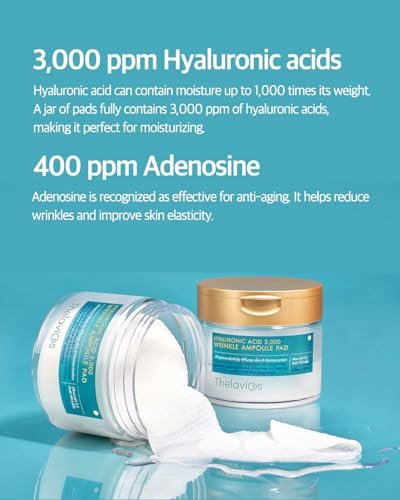 ThelaviCos Hyaluronic Acid 3,000 Wrinkle Ampoule Pad – Deep Forehead, Smile Line & Neck Instant Wrinkle Toner Pad Mask, Anti-Aging Skin Firming Repair Treatment, Korean Skincare for Sensitive Skin (60 Pads) - görsel 6