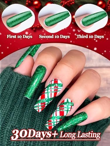 EBANKU 12-Color Gel Nail Polish Kit - Red, Green, Glitter, Blue, Silver Gel Polish Set for Christmas & DIY Nail Art Manicure - görsel 8