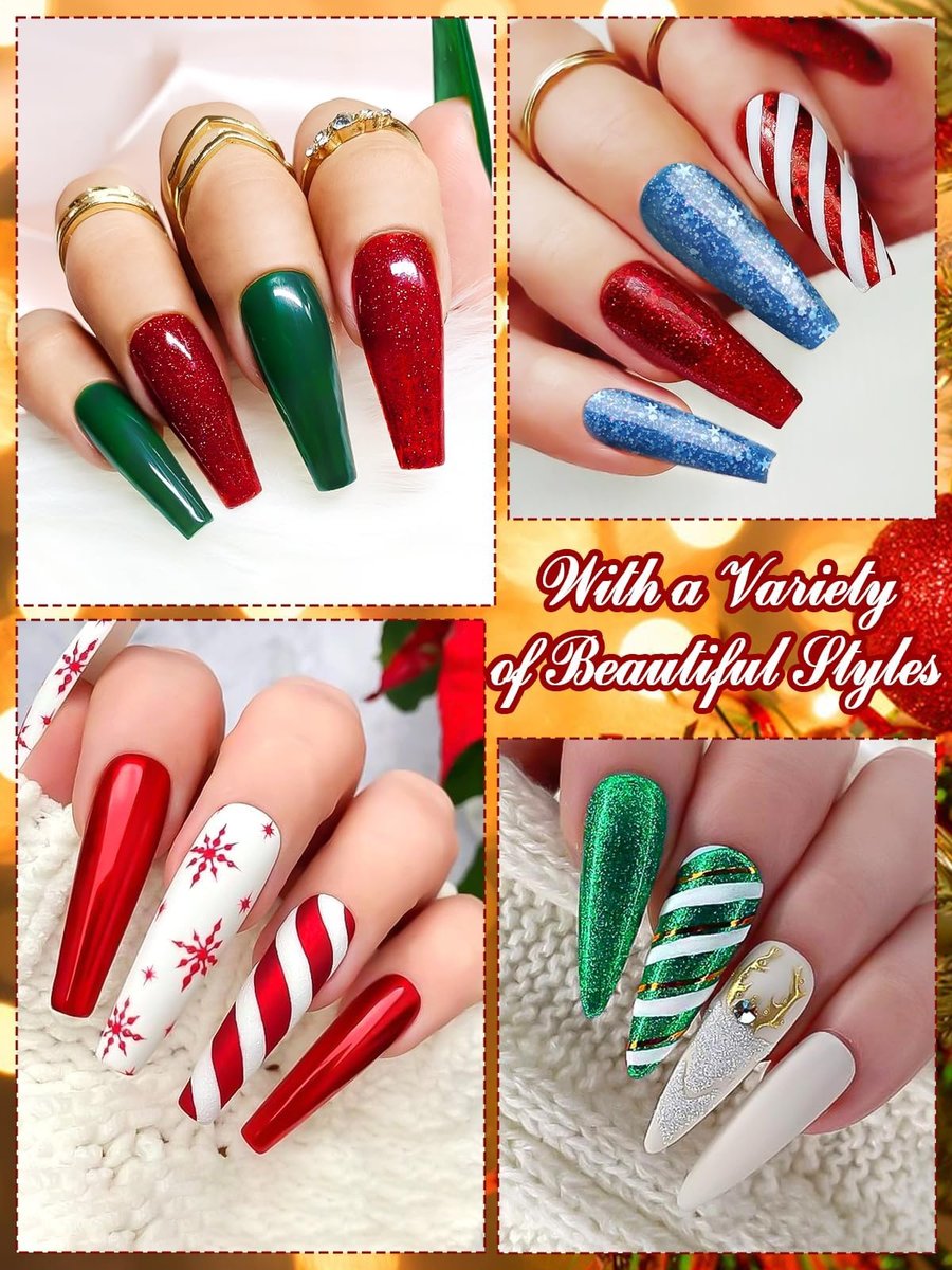 EBANKU 12-Color Gel Nail Polish Kit - Red, Green, Glitter, Blue, Silver Gel Polish Set for Christmas & DIY Nail Art Manicure - görsel 9