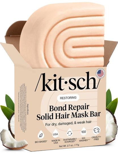 Kitsch Bond Repair Hair Mask – Strengthening Treatment for Damaged & Dry Hair, Solid Hair Care, All Hair Types, Made in USA, 2.7 oz Avelisse