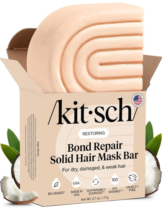 Kitsch Bond Repair Hair Mask – Strengthening Treatment for Damaged & Dry Hair, Solid Hair Care, All Hair Types, Made in USA, 2.7 oz Avelisse