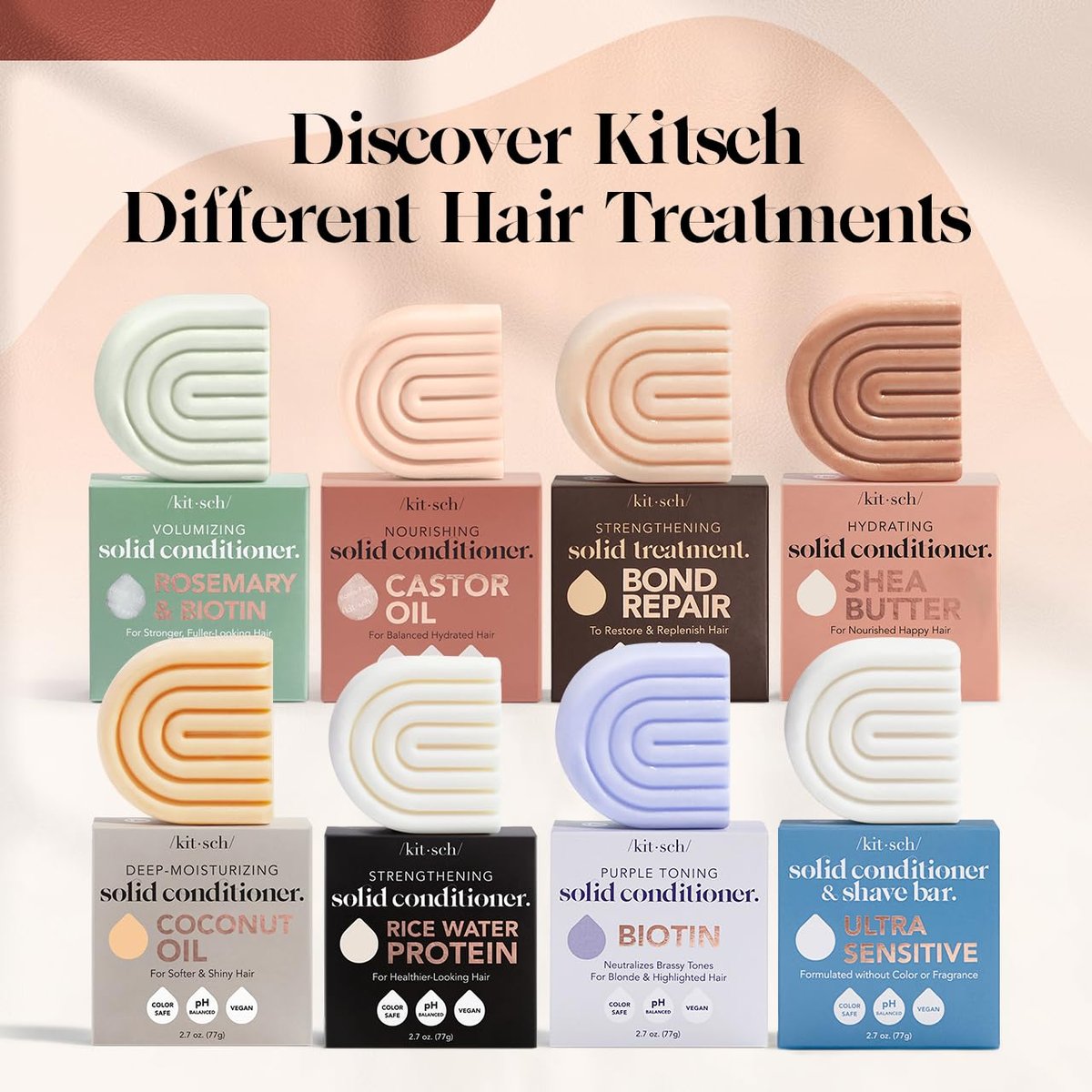 Kitsch Bond Repair Hair Mask – Strengthening Treatment for Damaged & Dry Hair, Solid Hair Care, All Hair Types, Made in USA, 2.7 oz Avelisse