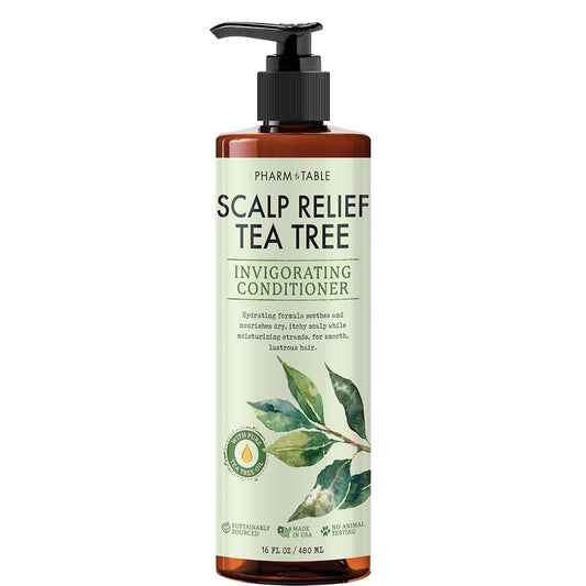 PHARM TO TABLE Tea Tree Conditioner for Men and Women - Hair Detangler & Soothing Scalp Relief with Tea Tree, Sunflower, Aloe & Argan Oil - 16.23 fl oz Avelisse