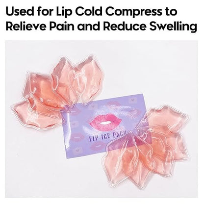 10 PCS Lip Ice Pack - Reusable Gel Ice Pads for Lip Care, Anti-Aging, Swelling Relief & Pain Reduction
