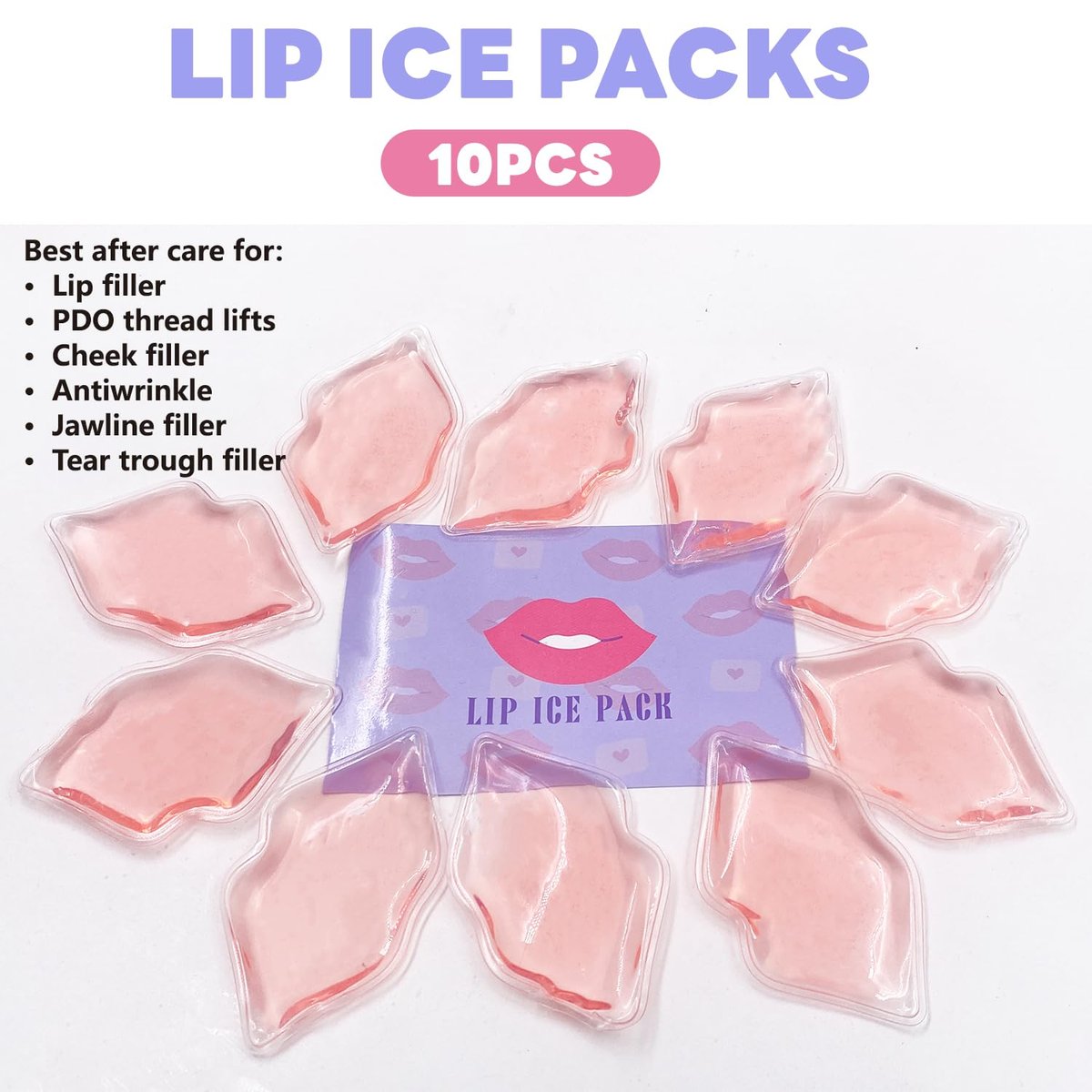 10 PCS Lip Ice Pack - Reusable Gel Ice Pads for Lip Care, Anti-Aging, Swelling Relief & Pain Reduction - görsel 4