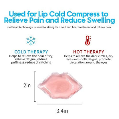 10 PCS Lip Ice Pack - Reusable Gel Ice Pads for Lip Care, Anti-Aging, Swelling Relief & Pain Reduction