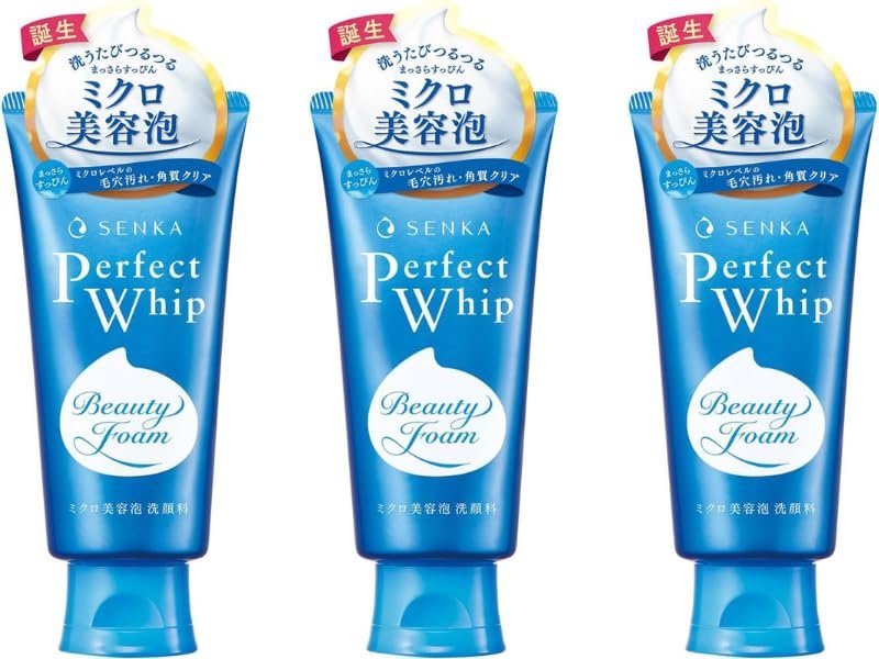 Senka Perfect Whip Cleansing Foam – 4.23 oz (120g) Set of 3 – White Floral Scent Japanese Face Wash Avelisse
