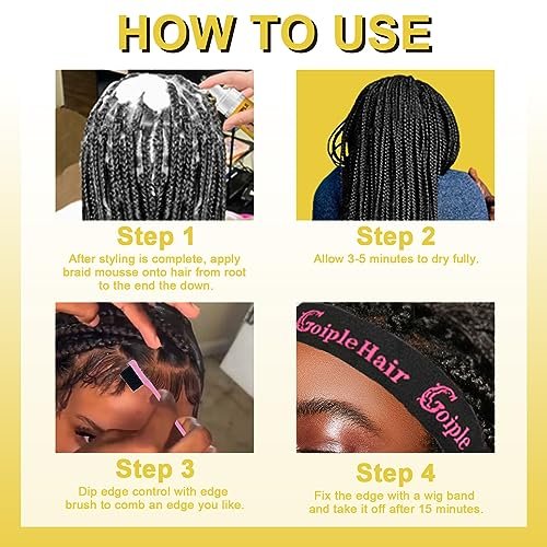 Edge Control Wax for Women – Strong Hold, Non-Greasy Smoother Gel for Black Hair, No Flaking or White Residue, Braiding & Styling Shine (Pineapple, 6-Pack) - görsel 16