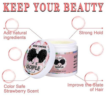 Edge Control Wax for Women – Strong Hold, Non-Greasy Smoother Gel for Black Hair, No Flaking or White Residue, Braiding & Styling Shine (Pineapple, 6-Pack)