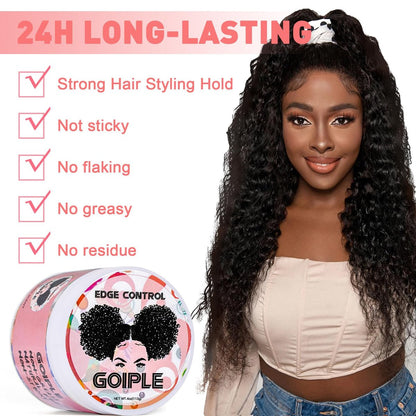 Edge Control Wax for Women – Strong Hold, Non-Greasy Smoother Gel for Black Hair, No Flaking or White Residue, Braiding & Styling Shine (Pineapple, 6-Pack)