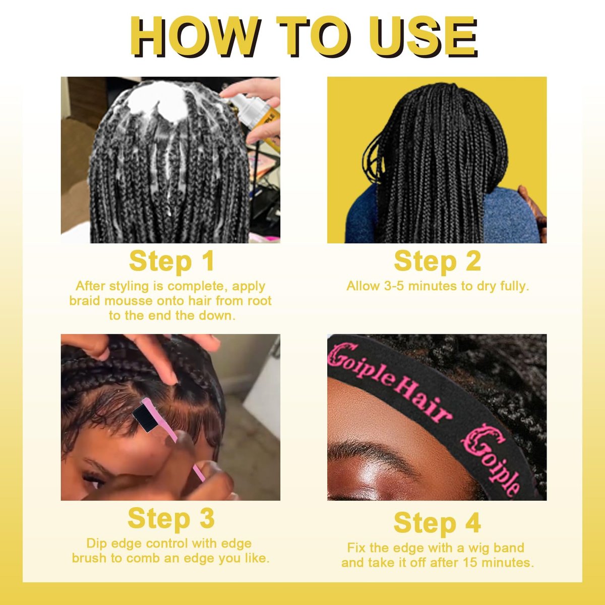 Edge Control Wax for Women – Strong Hold, Non-Greasy Smoother Gel for Black Hair, No Flaking or White Residue, Braiding & Styling Shine (Pineapple, 6-Pack) - görsel 15
