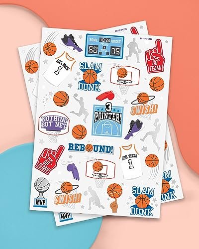 xo, Fetti Basketball Temporary Tattoo - 58 Foil Styles for Slam Dunk Party Favors & Goodie Bags - görsel 4