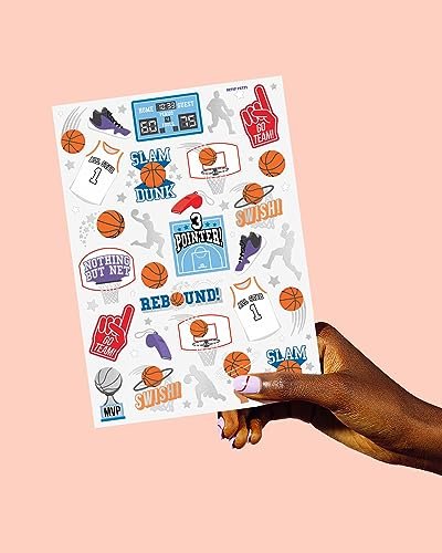 xo, Fetti Basketball Temporary Tattoo - 58 Foil Styles for Slam Dunk Party Favors & Goodie Bags - görsel 10