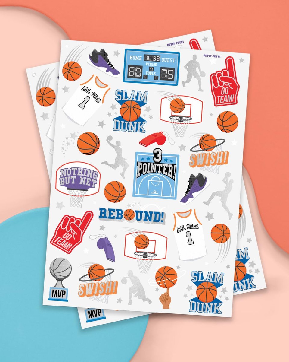 xo, Fetti Basketball Temporary Tattoo - 58 Foil Styles for Slam Dunk Party Favors & Goodie Bags - görsel 3