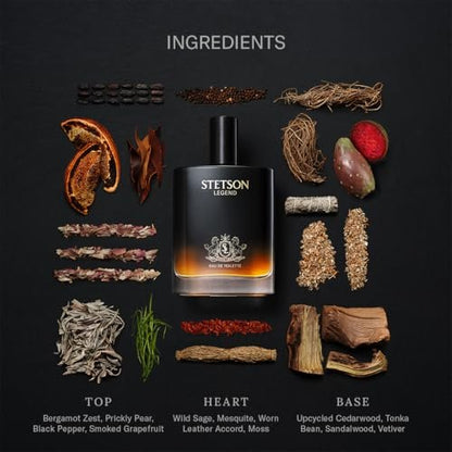 SCENT BEAUTY STETSON Legend Eau de Toilette - 3.4 Fl Oz with Bergamot, Lavender & Tonka Bean