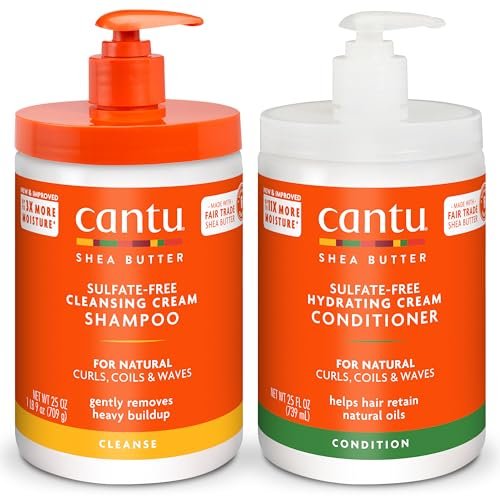 Cantu Shea Butter Shampoo & Conditioner for Natural Hair, 25 fl oz Each (Pack of 2) Avelisse