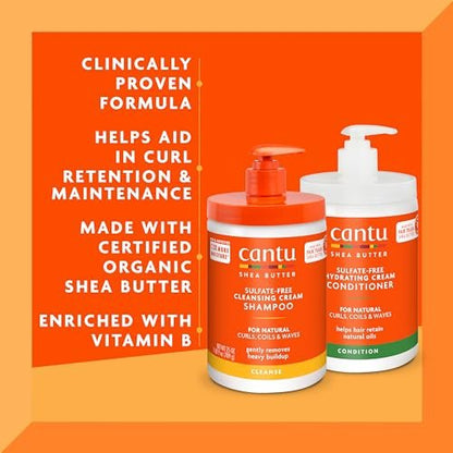 Cantu Shea Butter Shampoo & Conditioner for Natural Hair, 25 fl oz Each (Pack of 2) Avelisse
