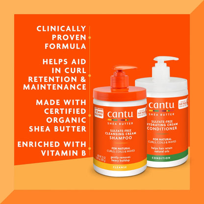 Cantu Shea Butter Shampoo & Conditioner for Natural Hair, 25 fl oz Each (Pack of 2) Avelisse