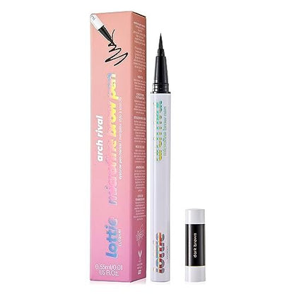 Lottie London Arch Rival Microfine Brow Pen - Dark Brown | Ultra-Fine Eyebrow Pen for Natural Hair-Like Strokes