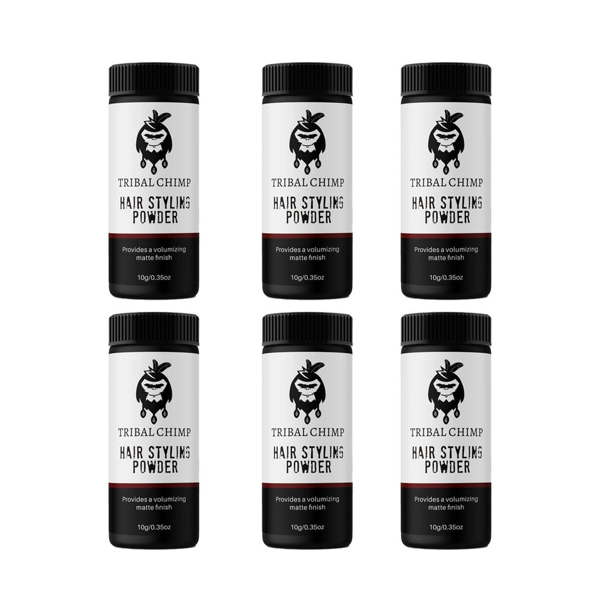 Tribal Chimp Hair Styling Powder - All-Day Invisible Hold Volumizer & Texture Powder for Men and Women, Matte Finish, 6-Piece Set (10g Each) Avelisse