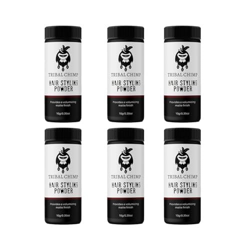 Tribal Chimp Hair Styling Powder - All-Day Invisible Hold Volumizer & Texture Powder for Men and Women, Matte Finish, 6-Piece Set (10g Each) Avelisse