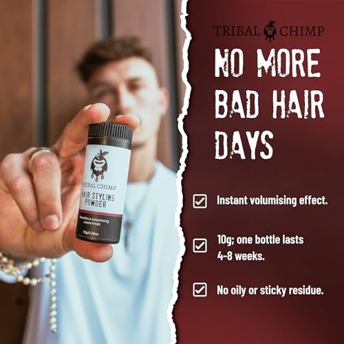 Tribal Chimp Hair Styling Powder - All-Day Invisible Hold Volumizer & Texture Powder for Men and Women, Matte Finish, 6-Piece Set (10g Each) Avelisse
