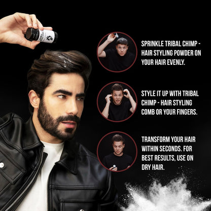 Tribal Chimp Hair Styling Powder - All-Day Invisible Hold Volumizer & Texture Powder for Men and Women, Matte Finish, 6-Piece Set (10g Each) Avelisse