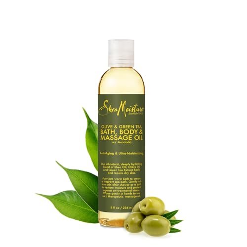 SheaMoisture Olive & Green Tea Bath, Body & Massage Oil 2-Pack – Anti-Aging & Ultra-Moisturizing for Dry Skin, 8 oz Each Avelisse