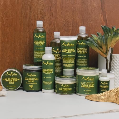 SheaMoisture Olive & Green Tea Bath, Body & Massage Oil 2-Pack – Anti-Aging & Ultra-Moisturizing for Dry Skin, 8 oz Each Avelisse