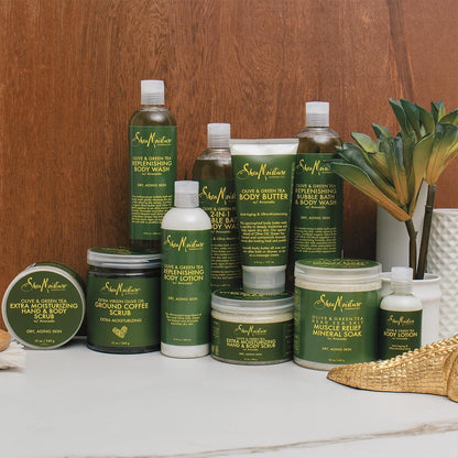 SheaMoisture Olive & Green Tea Bath, Body & Massage Oil 2-Pack – Anti-Aging & Ultra-Moisturizing for Dry Skin, 8 oz Each Avelisse