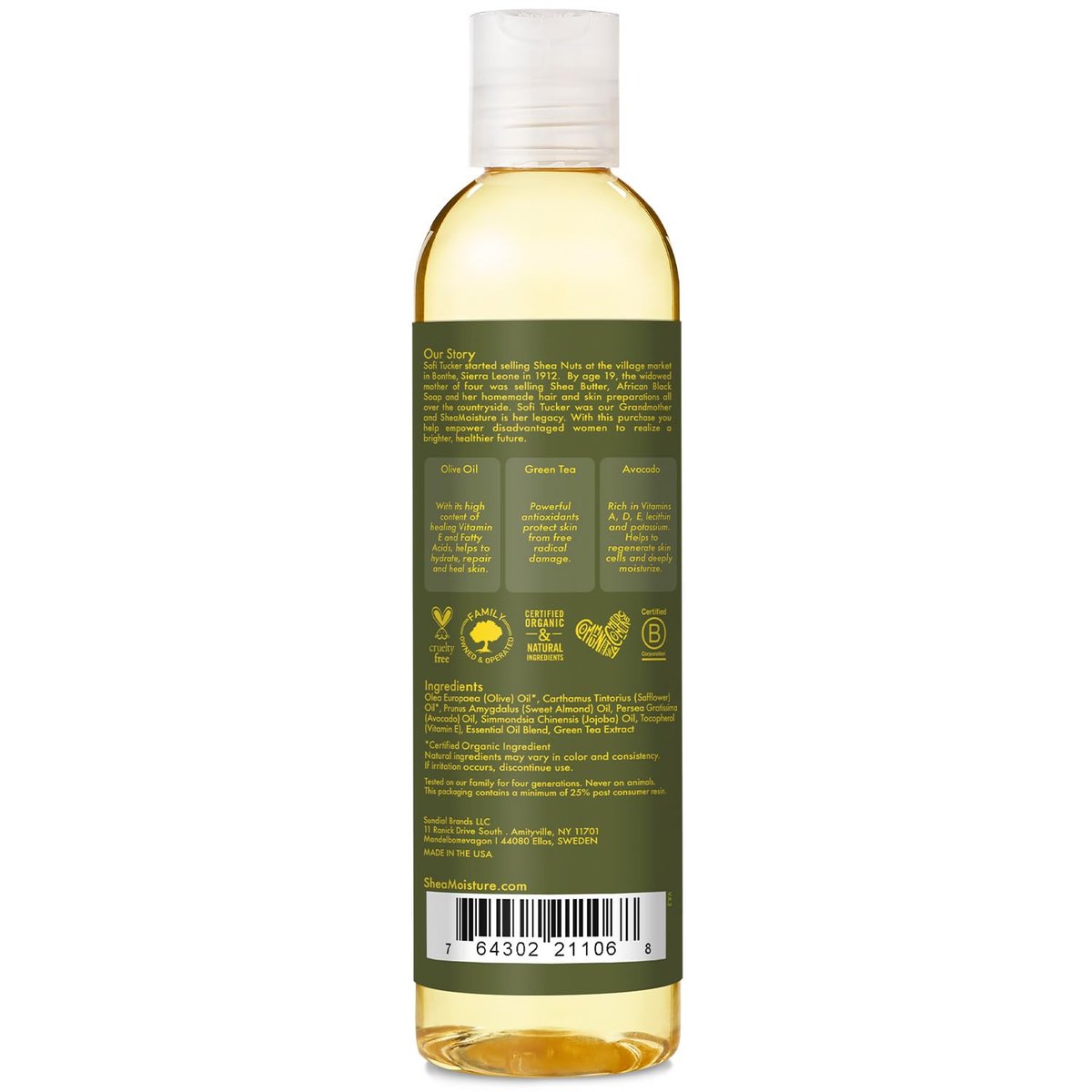 SheaMoisture Olive & Green Tea Bath, Body & Massage Oil 2-Pack – Anti-Aging & Ultra-Moisturizing for Dry Skin, 8 oz Each Avelisse