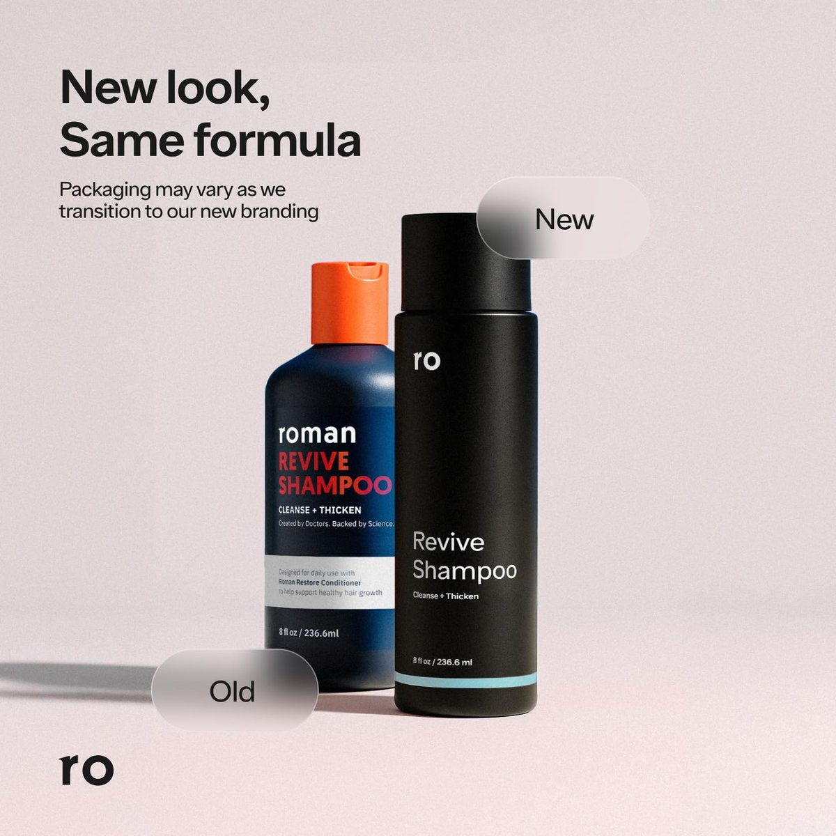 Ro Men's Revive Shampoo & Restore Conditioner Duo - Exfoliating, Clarifying, Fortifying & Moisturizing for Thicker Looking Hair - Sulfate, Paraben & Phthalate Free - 8 fl oz Each Avelisse