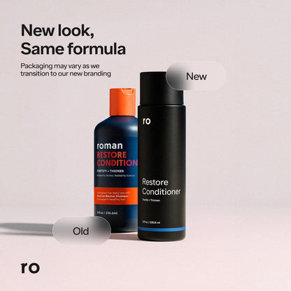 Ro Men's Revive Shampoo & Restore Conditioner Duo - Exfoliating, Clarifying, Fortifying & Moisturizing for Thicker Looking Hair - Sulfate, Paraben & Phthalate Free - 8 fl oz Each Avelisse