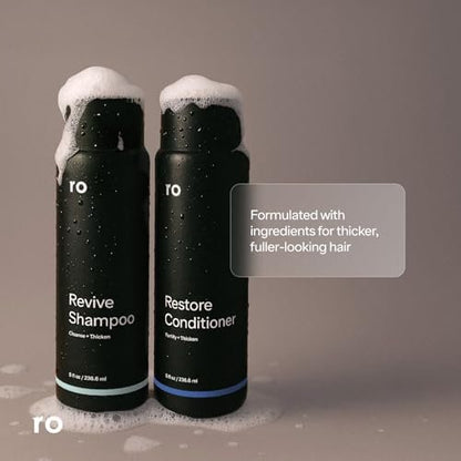 Ro Men's Revive Shampoo & Restore Conditioner Duo - Exfoliating, Clarifying, Fortifying & Moisturizing for Thicker Looking Hair - Sulfate, Paraben & Phthalate Free - 8 fl oz Each Avelisse