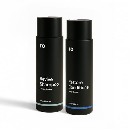 Ro Men's Revive Shampoo & Restore Conditioner Duo - Exfoliating, Clarifying, Fortifying & Moisturizing for Thicker Looking Hair - Sulfate, Paraben & Phthalate Free - 8 fl oz Each Avelisse