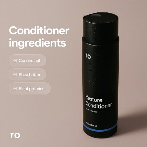 Ro Men's Revive Shampoo & Restore Conditioner Duo - Exfoliating, Clarifying, Fortifying & Moisturizing for Thicker Looking Hair - Sulfate, Paraben & Phthalate Free - 8 fl oz Each Avelisse