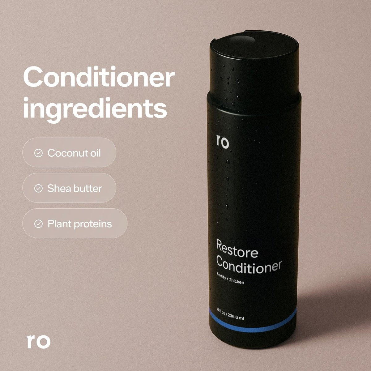 Ro Men's Revive Shampoo & Restore Conditioner Duo - Exfoliating, Clarifying, Fortifying & Moisturizing for Thicker Looking Hair - Sulfate, Paraben & Phthalate Free - 8 fl oz Each Avelisse
