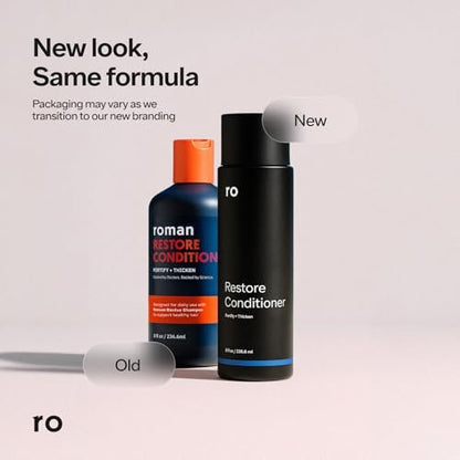 Ro Men's Revive Shampoo & Restore Conditioner Duo - Exfoliating, Clarifying, Fortifying & Moisturizing for Thicker Looking Hair - Sulfate, Paraben & Phthalate Free - 8 fl oz Each Avelisse