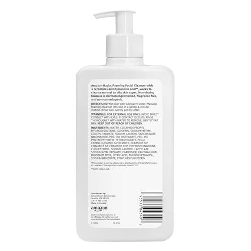 Gentle Foaming Facial Cleanser with Ceramides & Hyaluronic Acid - Fragrance-Free, Non-Comedogenic, 12 fl oz - görsel 3