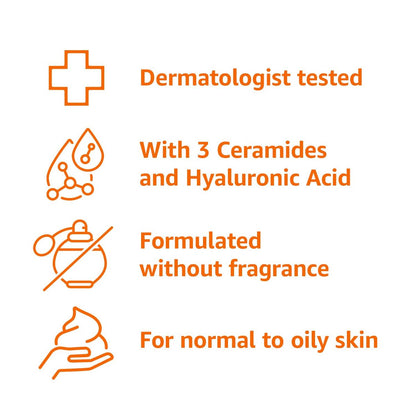 Gentle Foaming Facial Cleanser with Ceramides & Hyaluronic Acid - Fragrance-Free, Non-Comedogenic, 12 fl oz