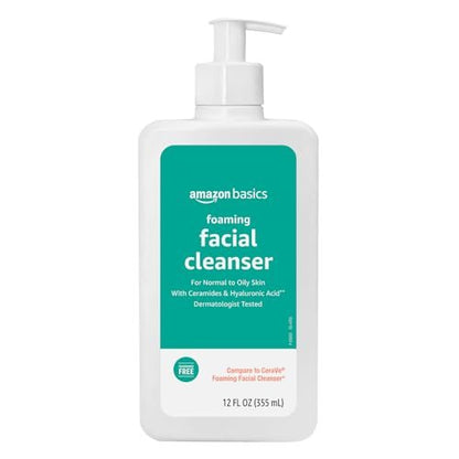 Gentle Foaming Facial Cleanser with Ceramides & Hyaluronic Acid - Fragrance-Free, Non-Comedogenic, 12 fl oz