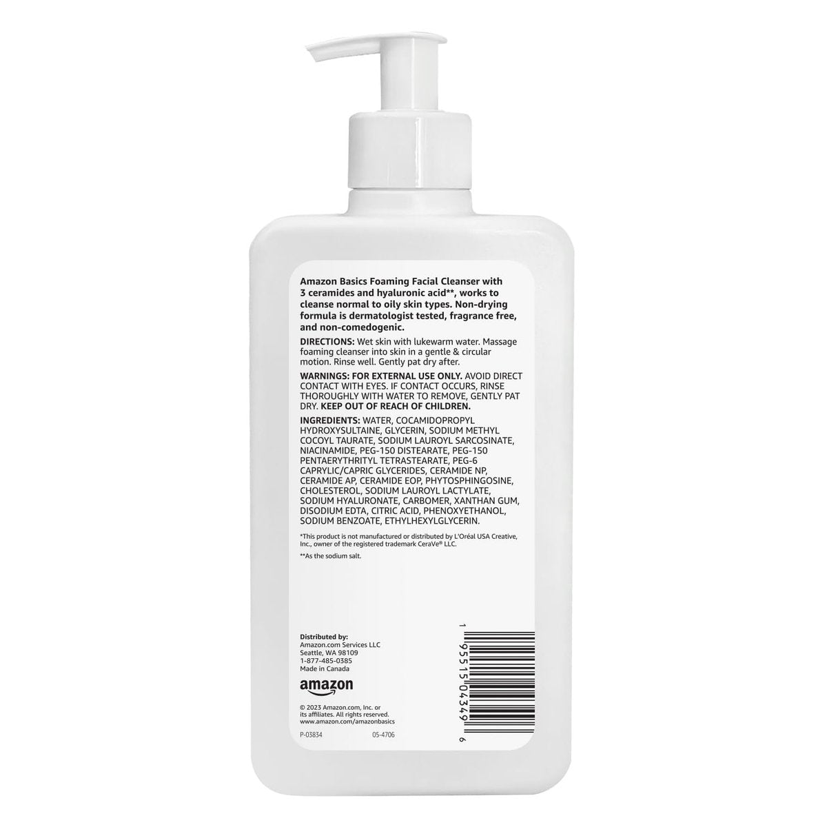 Gentle Foaming Facial Cleanser with Ceramides & Hyaluronic Acid - Fragrance-Free, Non-Comedogenic, 12 fl oz - görsel 4