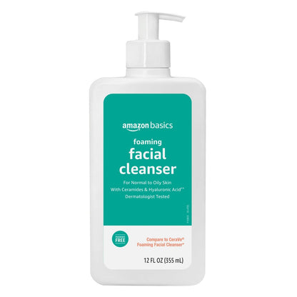 Gentle Foaming Facial Cleanser with Ceramides & Hyaluronic Acid - Fragrance-Free, Non-Comedogenic, 12 fl oz