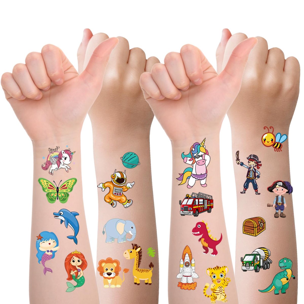 Habett 300+ Mixed Styles Temporary Tattoos for Kids - Space, Dinosaur, Animals, Butterfly Designs - Safe & Easy to Apply - Perfect for Birthday Party Supplies - görsel 5